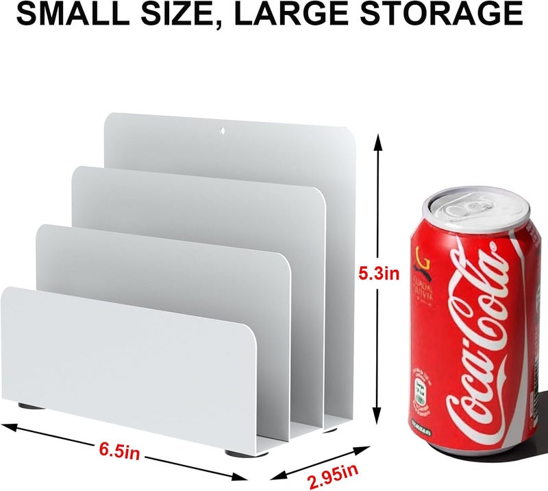 OUTIOE Mail Organizer Countertop, Small Desk File Organizer, Metal File Holder - Essential Workspace Organizers for Office Desk, Home Office (White) - Image 3
